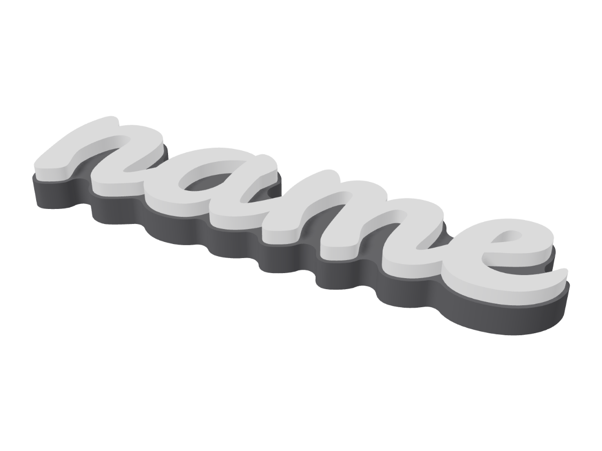 Personalized 3D-printable magnetic nametag — A thick name plate for the fridge or a whiteboard, with magnet pockets in the back — open or hidden inside.
