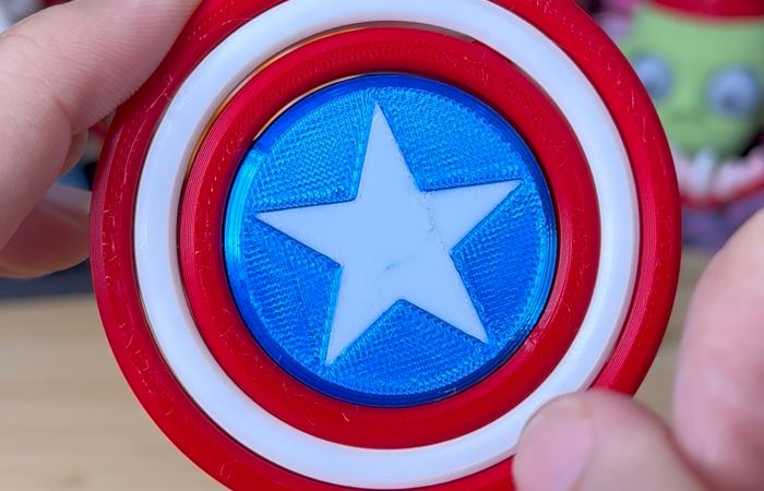 3D Printed Captain America Gyro Fidget Keychain