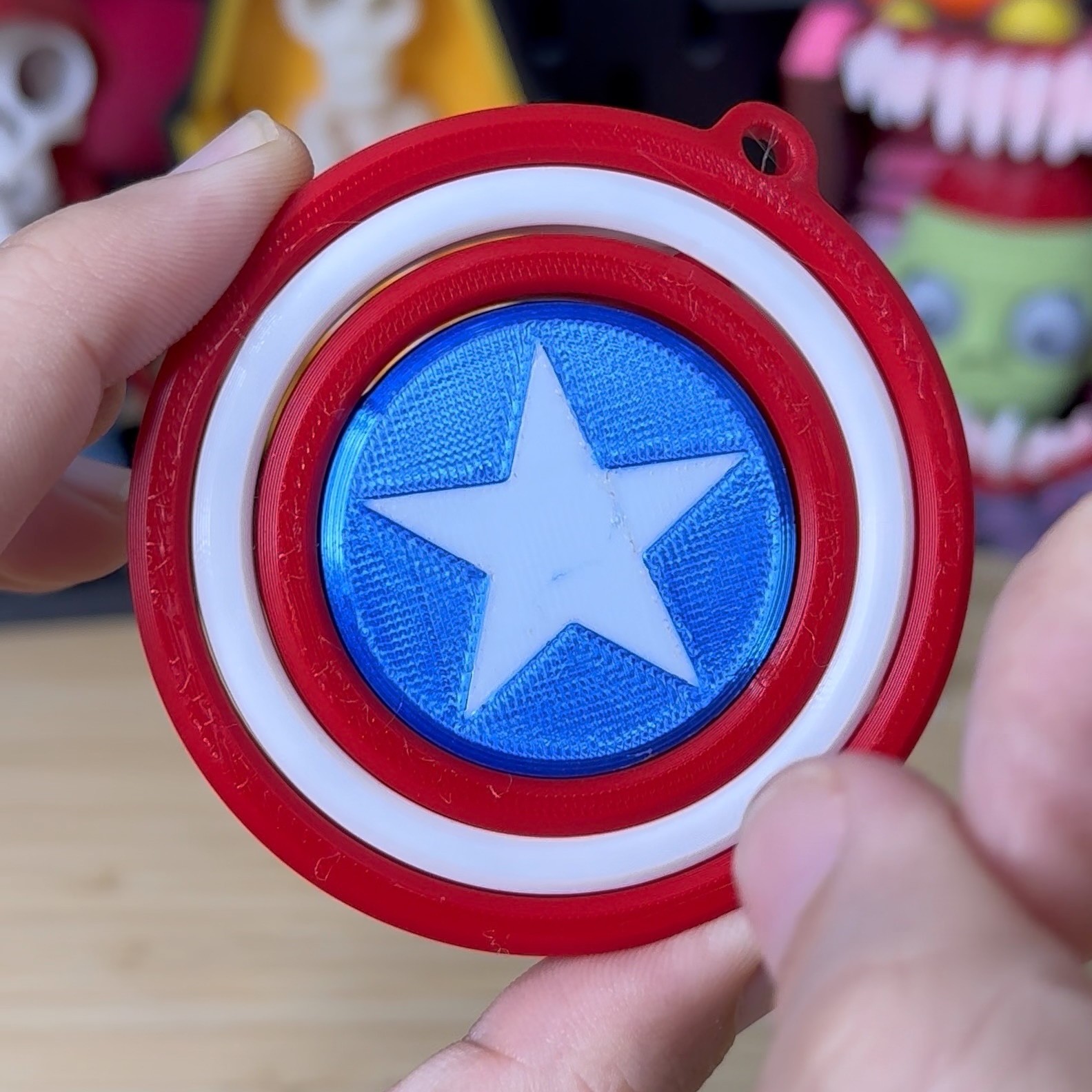 3D Printed Captain America Gyro Fidget Keychain
